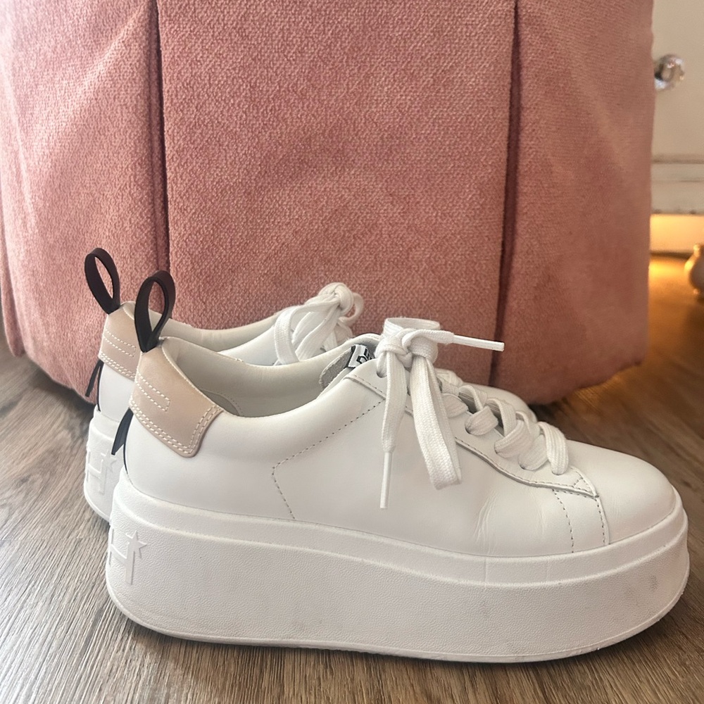ASH White Platform Sneakers Leather Chunky Sole Size 36 / US 6